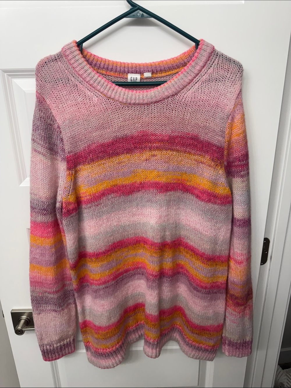 GAP Multicolor Pink Stripe Crewneck Sweater
